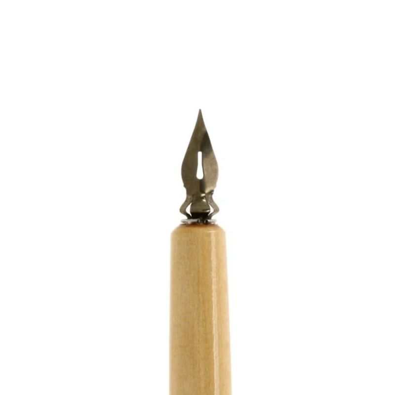 Porte plume en bois naturel avec plume