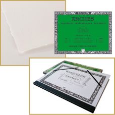 Bloc collé 4 côtés Arches 23x31 300g 20 f grain fin + carton à dessin Offert