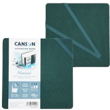 Carnet accordéon Montval 15x15 300g 8 f grain fin Vert Canson