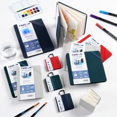 Carnet accordéon Montval 15x15 300g 8 f grain fin Vert Canson