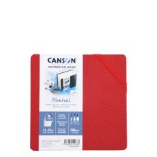 Carnet accordéon Montval 15x15 300g 8 f grain fin Rouge Canson