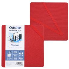Carnet accordéon Montval 15x15 300g 8 f grain fin Rouge Canson