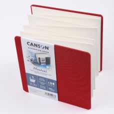Carnet accordéon Montval 15x15 300g 8 f grain fin Rouge Canson
