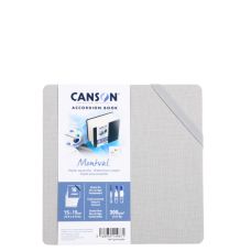Carnet accordéon Montval 15x15 300g 8 f grain fin Gris Canson