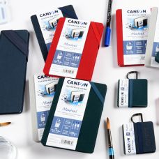 Carnet accordéon Montval A6 10,5x14,8 300g 8 f grain fin Bleu Canson