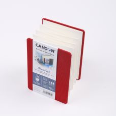 Carnet accordéon Montval A6 10,5x14,8 300g 8 f grain fin Rouge Canson