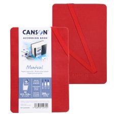 Carnet accordéon Montval A6 10,5x14,8 300g 8 f grain fin Rouge Canson