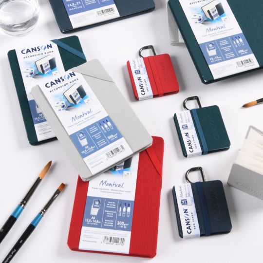 Carnet accordéon Montval A6 10,5x14,8 300g 8 f grain fin Gris Canson