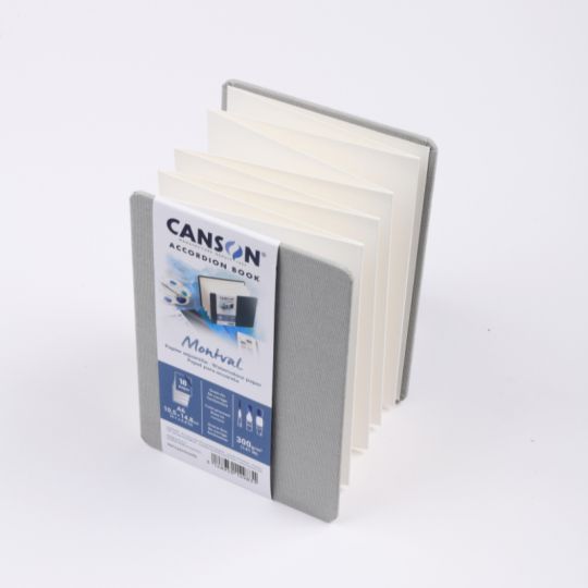 Carnet accordéon Montval A6 10,5x14,8 300g 8 f grain fin Gris Canson