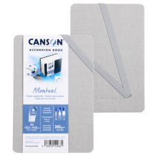 Carnet accordéon Montval A6 10,5x14,8 300g 8 f grain fin Gris Canson