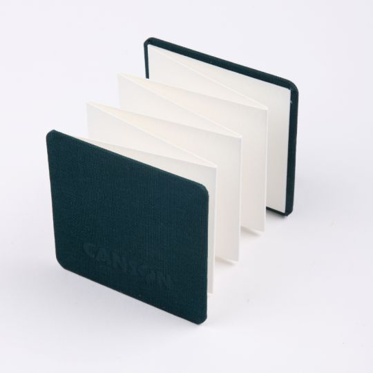 Mini carnet accordéon Montval 6x6 300g 14 p grain fin Bleu Canson