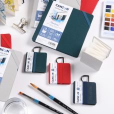Mini carnet accordéon Montval 6x6 300g 14 p grain fin Rouge Canson