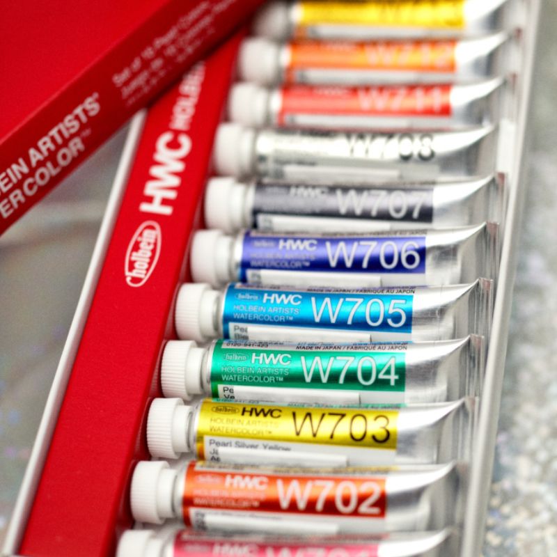 Coffret Pearl Colors 16 Tubes 5ml aquarelles extra-fines en carton Holbein Artists'