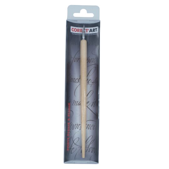Porte plume en bois naturel avec plume