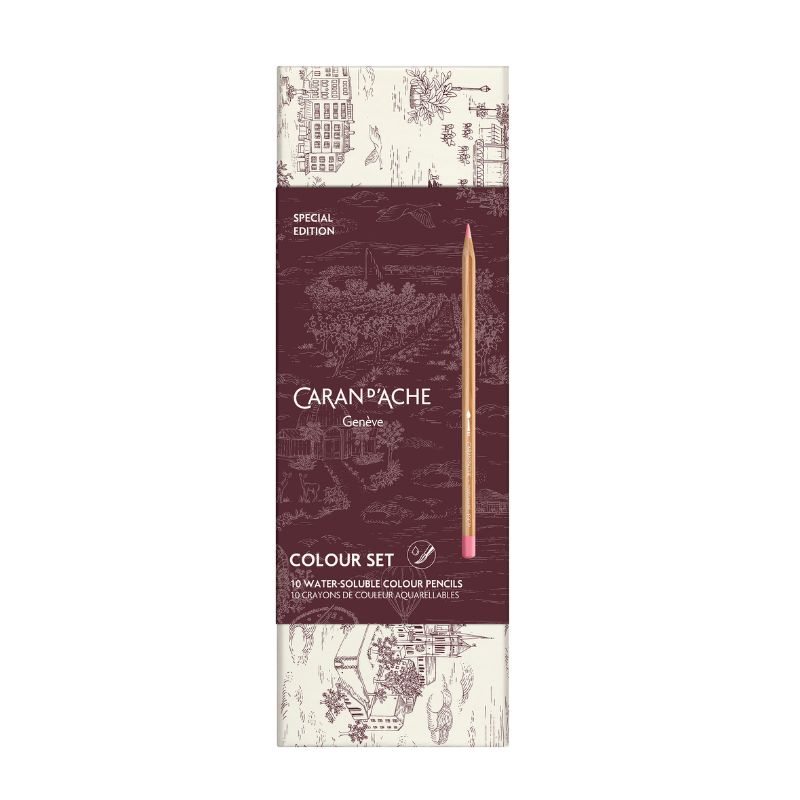 Coffret édition spéciale Toile de Jouy 10 crayons aquarellables en carton Caran d'Ache