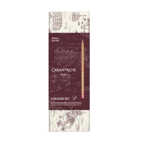 Coffret édition spéciale Toile de Jouy 10 crayons aquarellables en carton Caran d'Ache