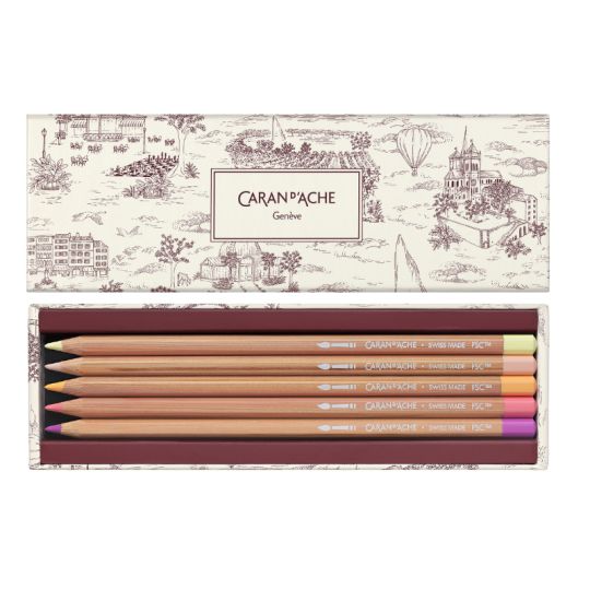 Coffret édition spéciale Toile de Jouy 10 crayons aquarellables en carton Caran d'Ache