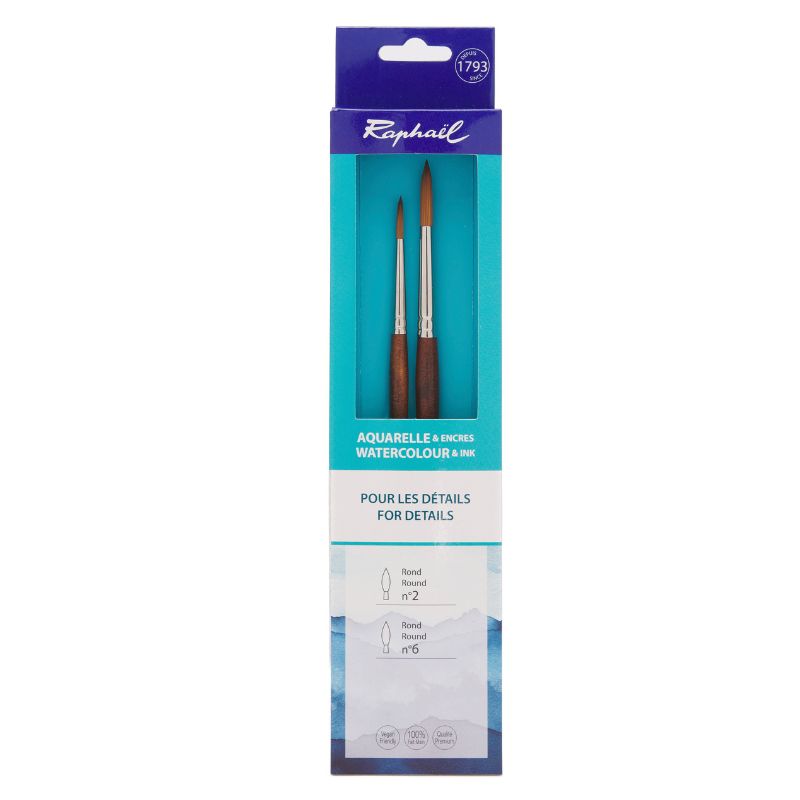 Set les essentiels pour les détails 2 pinceaux aquarelle Precision Raphaël