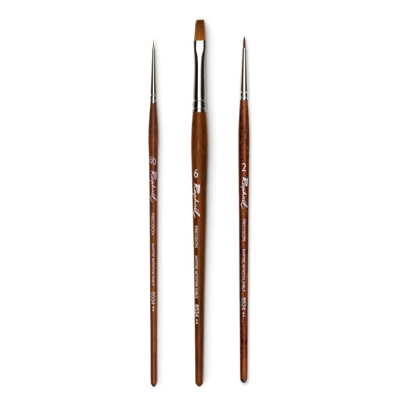 Set 3 pinceaux aquarelle Precision rond, plat et repique Raphaël