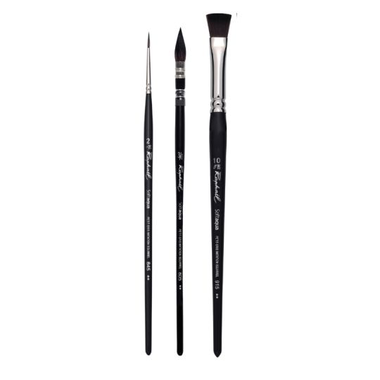 Set 3 pinceaux aquarelle Softaqua rond, lavis et plat Raphaël