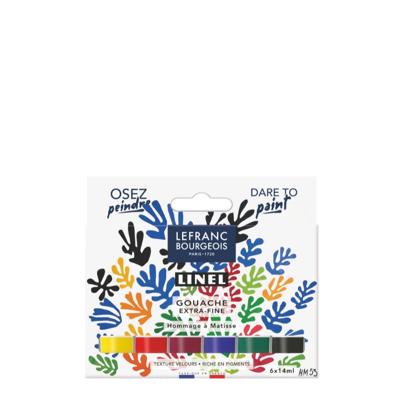 Coffret Hommage à Matisse 6 tubes 14ml gouache linel en carton Lefranc Bourgeois