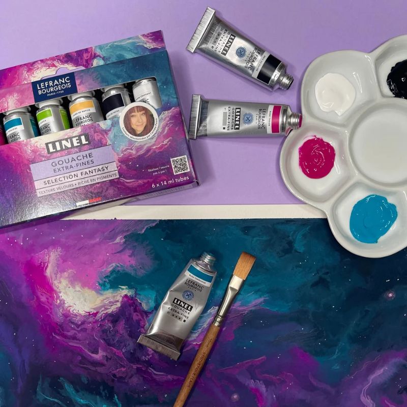 Coffret Sélection Fantasy Pawm 6 tubes 14ml gouache linel en carton Lefranc Bourgeois