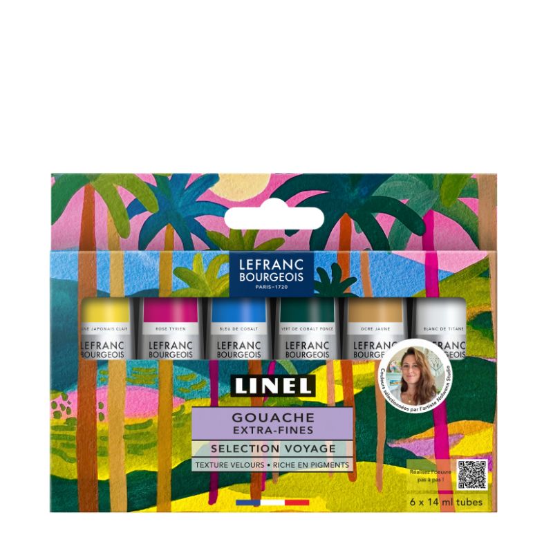 Coffret Sélection Voyage Nolwenn Studio 6 tubes 14ml gouache linel en carton Lefranc Bourgeois