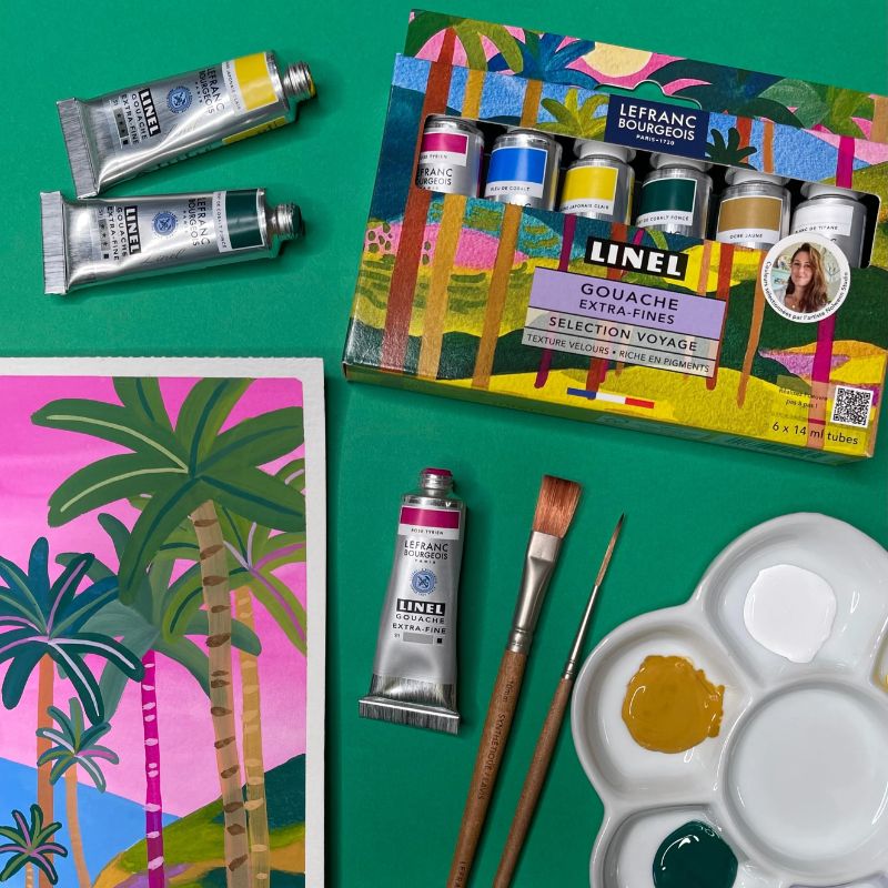 Coffret Sélection Voyage Nolwenn Studio 6 tubes 14ml gouache linel en carton Lefranc Bourgeois