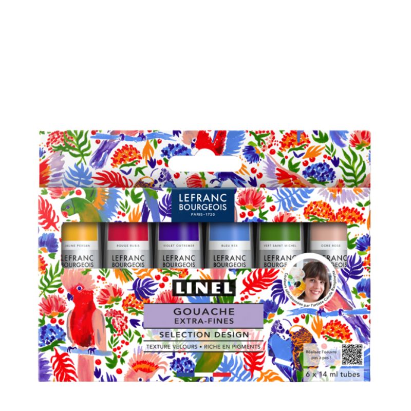 Coffret Sélection Design Carole Rampinetta 6 tubes 14ml gouache linel en carton Lefranc Bourgeois