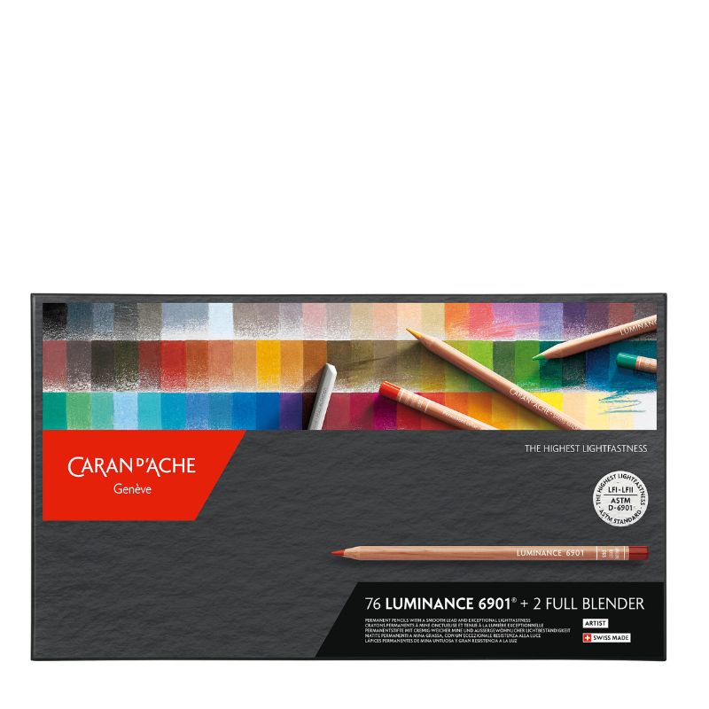 Coffret 76 crayons permanents Luminance 6901 + 2 Full Blender en carton Caran d'Ache