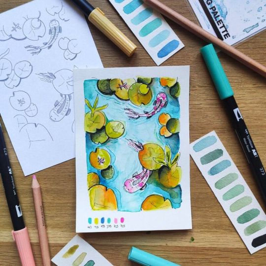 Kit Creative Set Carpe Koi feutres ABT Tombow